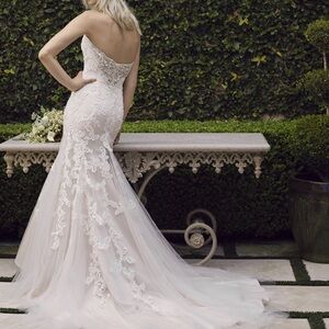 Casablanca Bridal, All Ivory 
Size 12, No pink/nude 
No alterations.